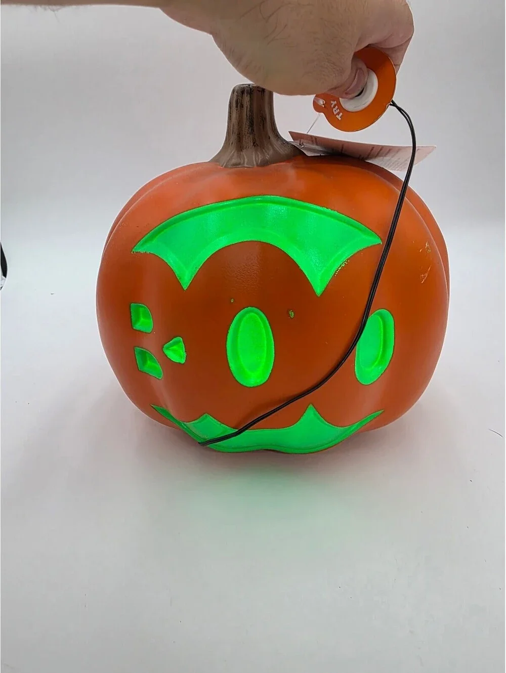 Light-Up Halloween Pumpkin Decoration with 'BOO' Design